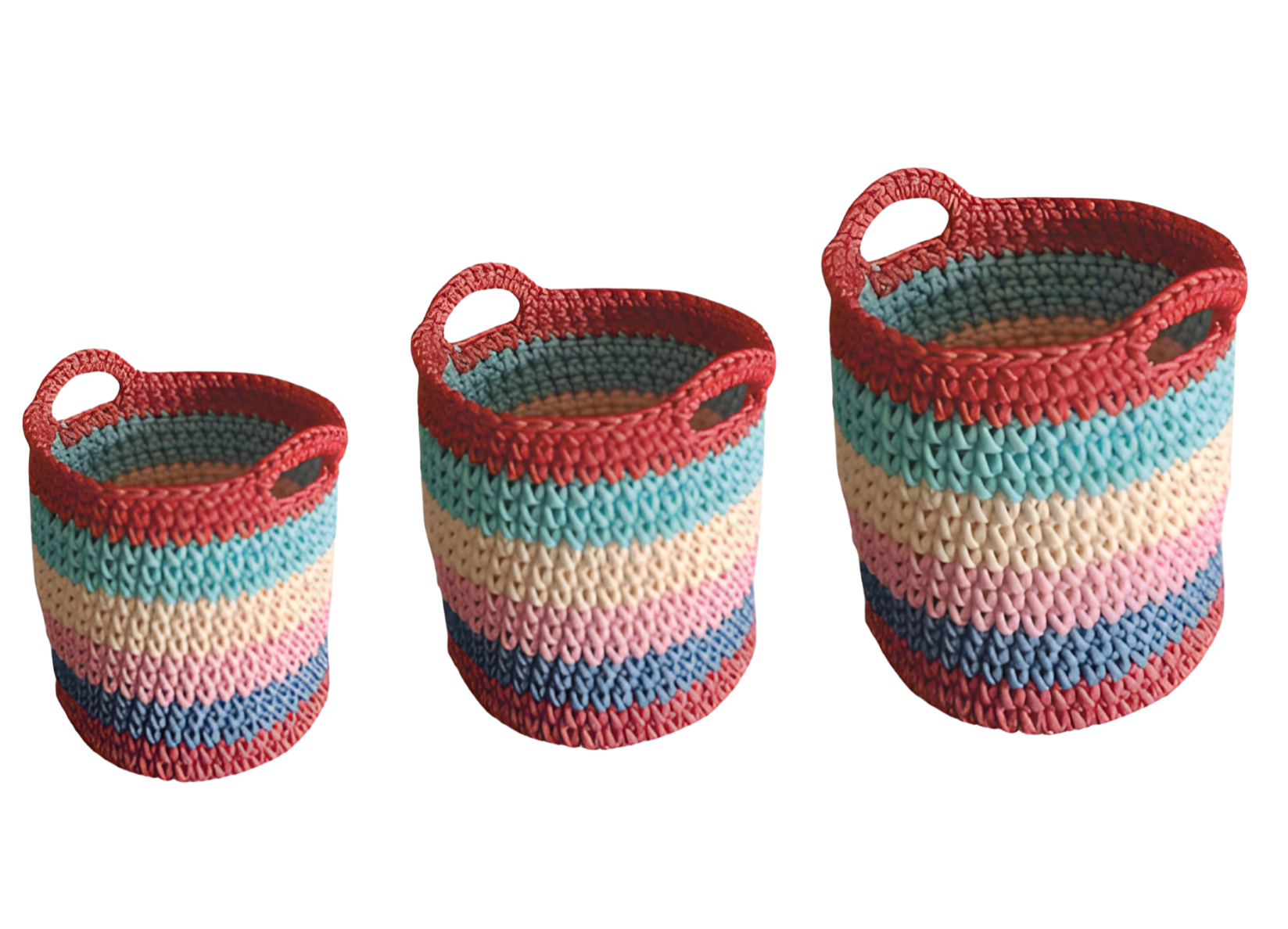 Rainbow Cotton Rope Basket (Set of 3)