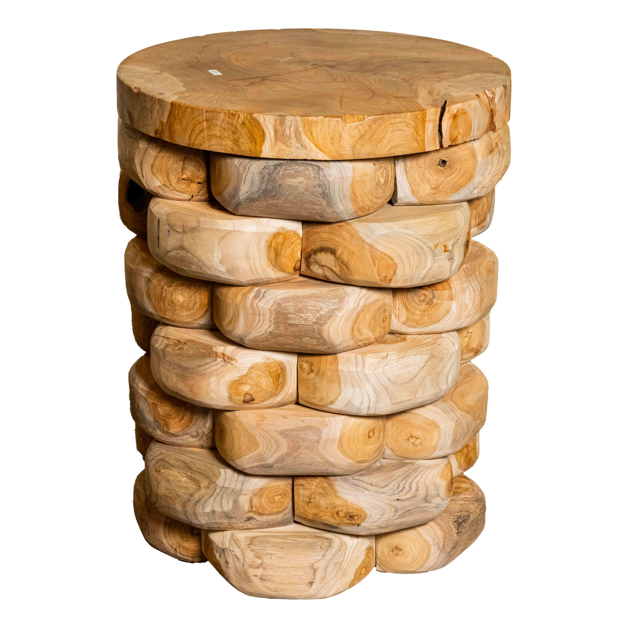 Teak Pebble-Stack Stool