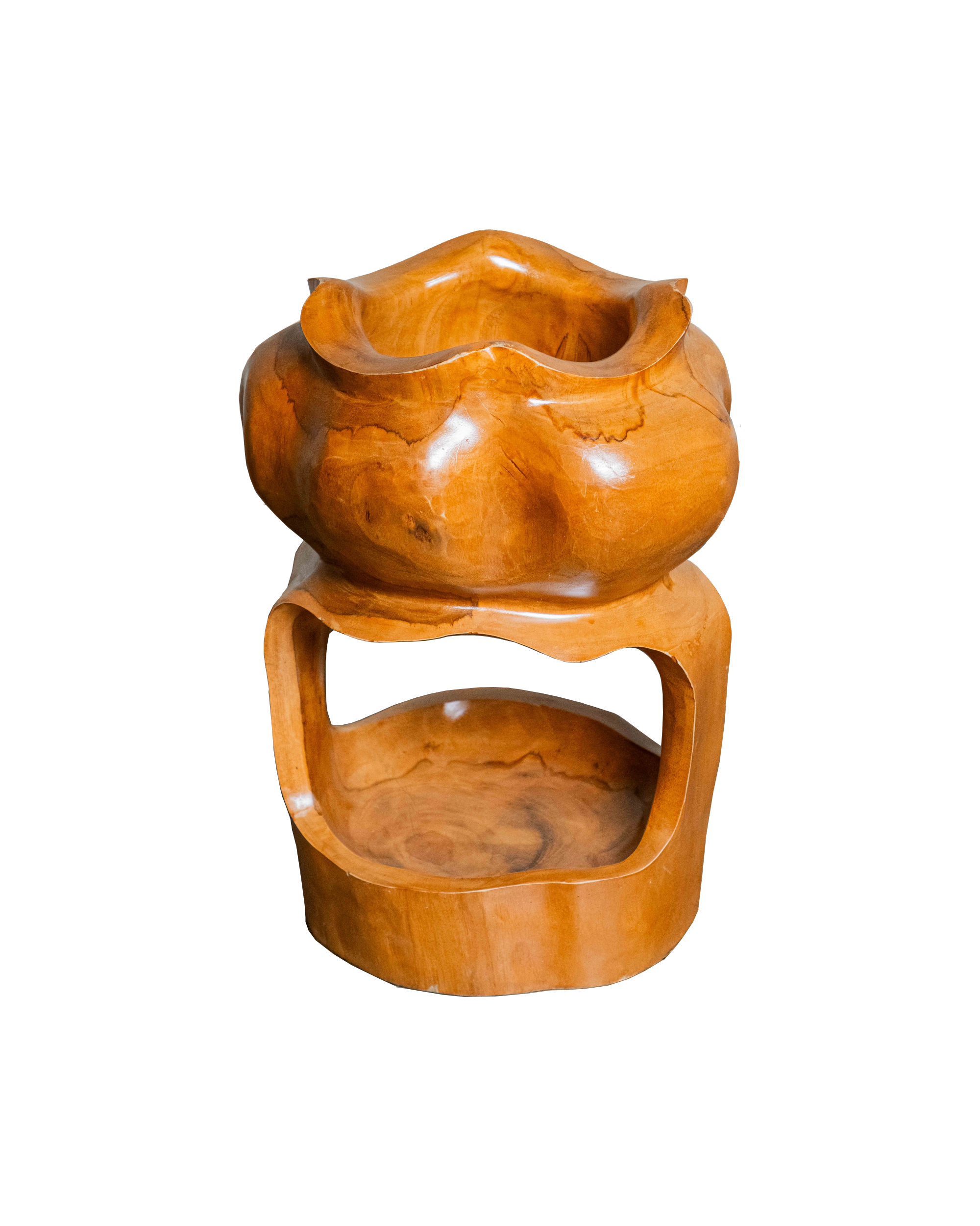 Teak Root Twin Layer Pedestal Vase