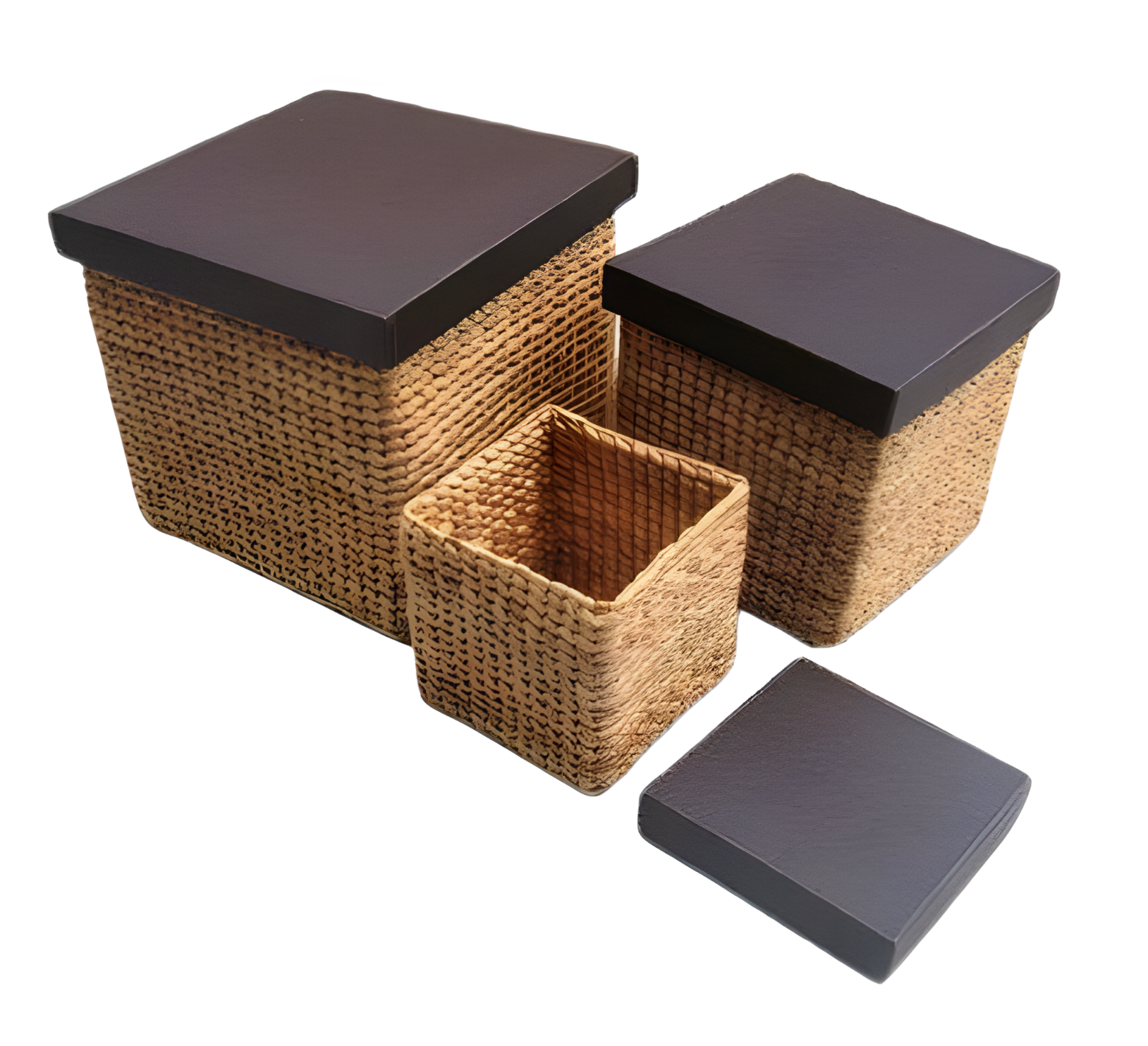Water Hyacinth Square Box Vinyl Lid (Set of 3)