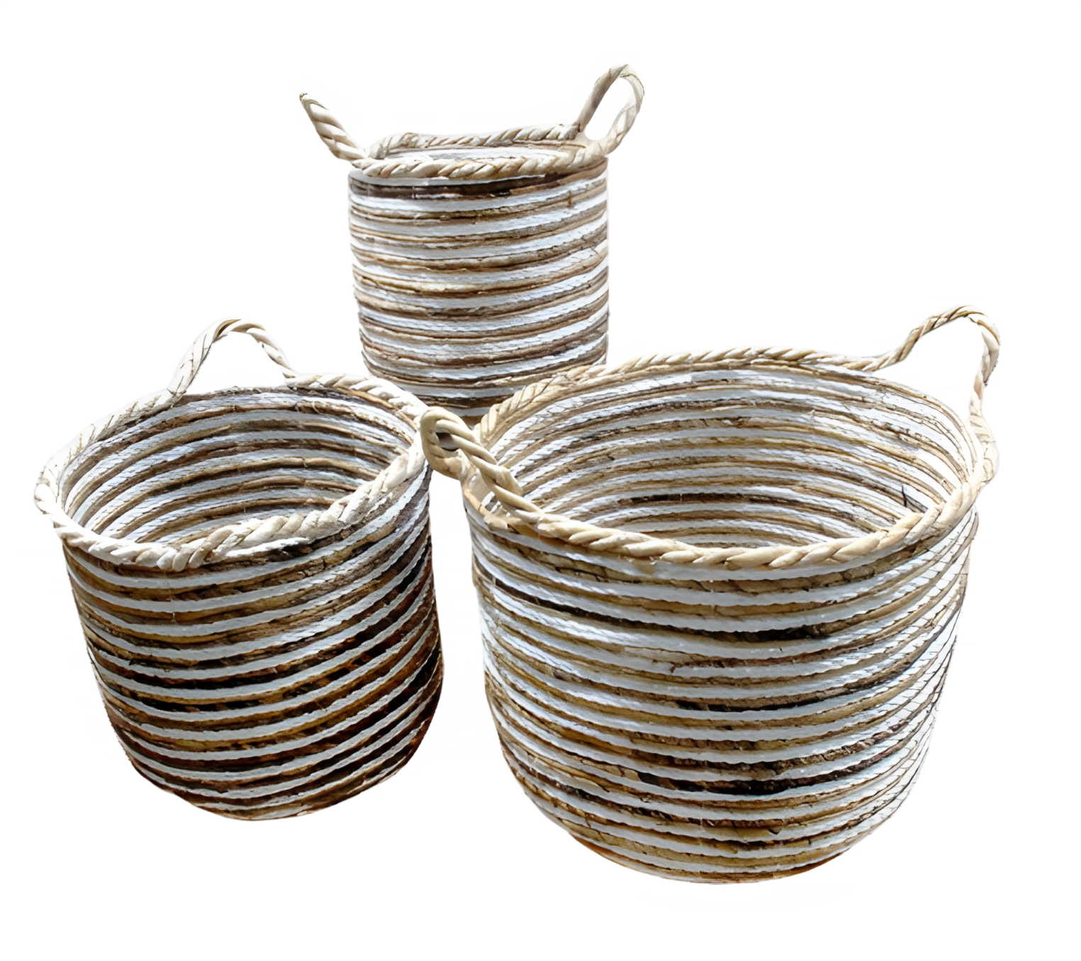 Banana Bark & Raffia w Rope Handle (Set of 3)