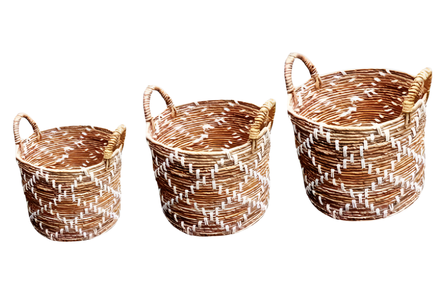 Seagrass & Rattan Round Basket (Set of 3)