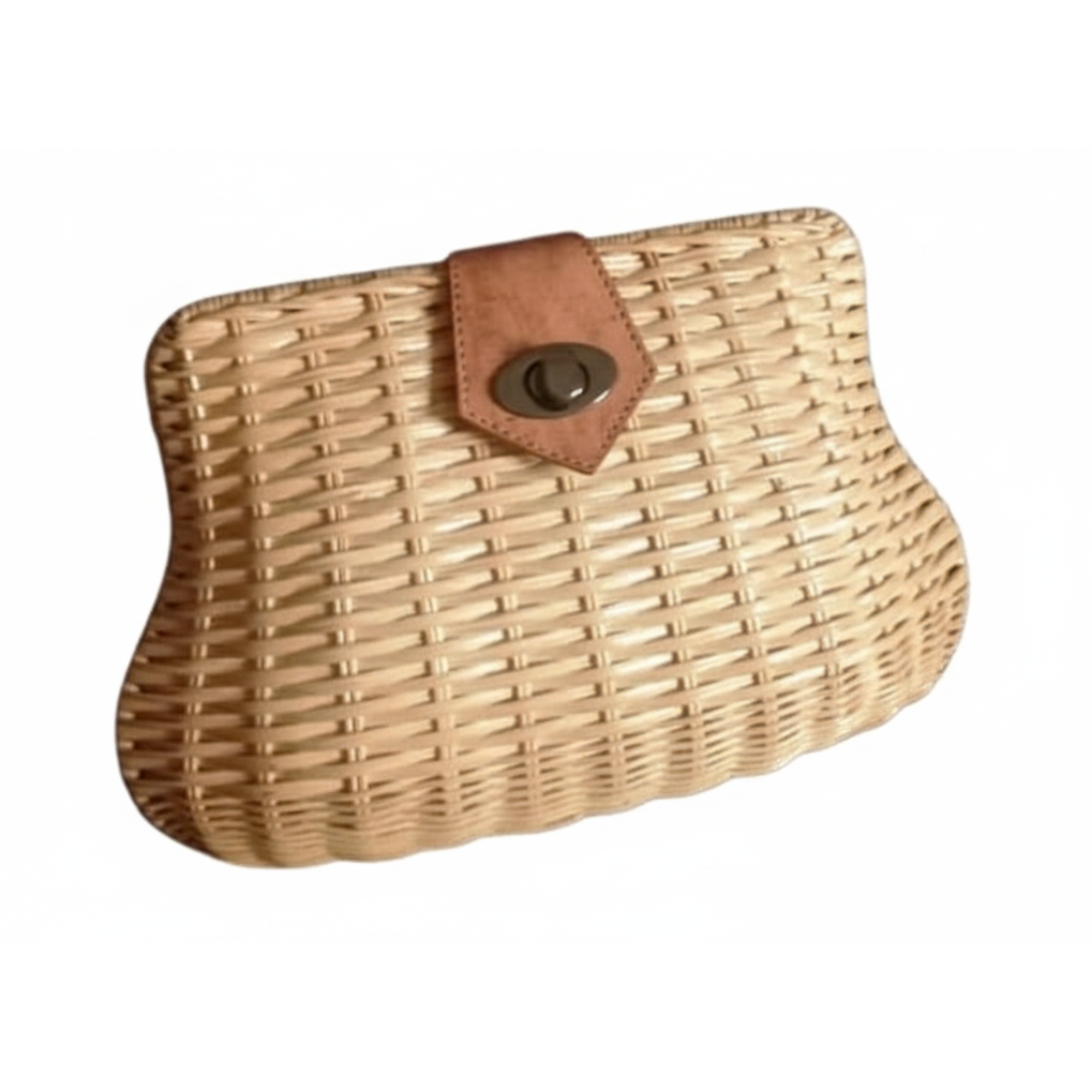 Whitewashed Rattan Clutch