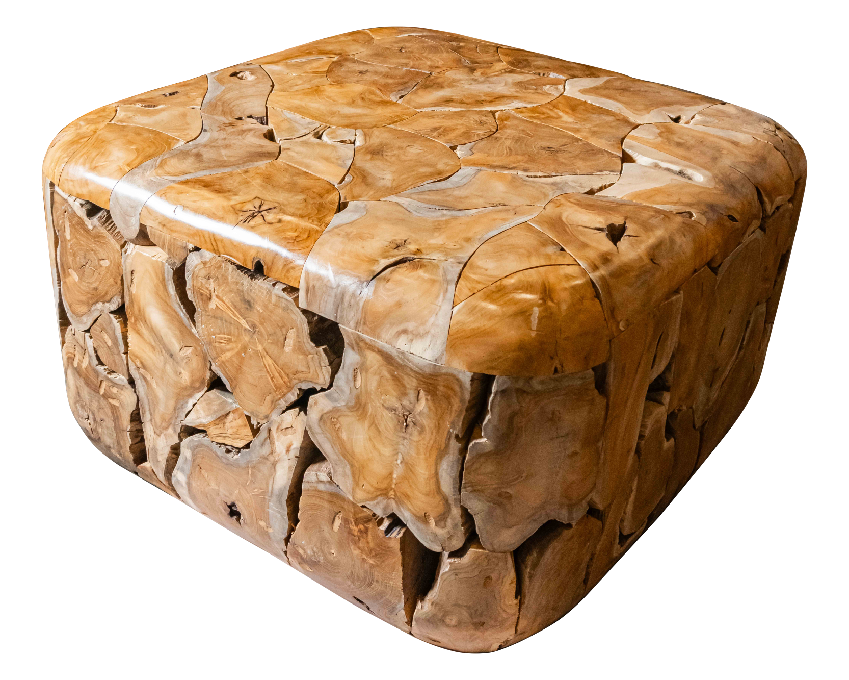 Rustic Teak Root Cube Table