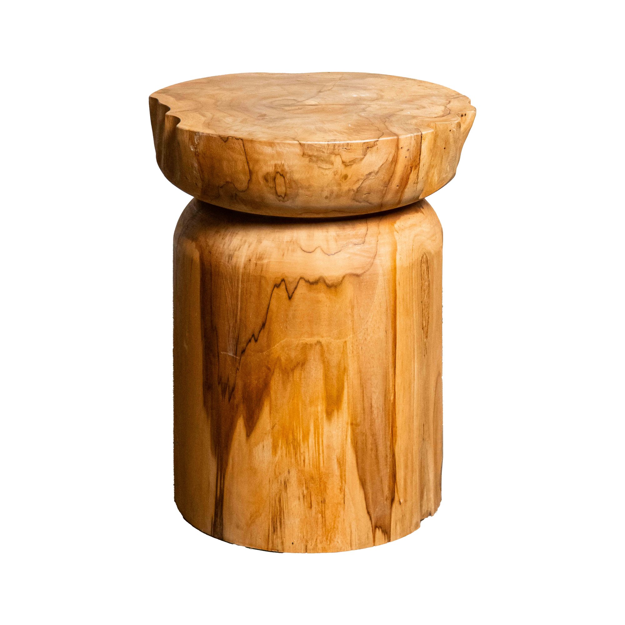 Rustic Teak Natural Cylinder Stool